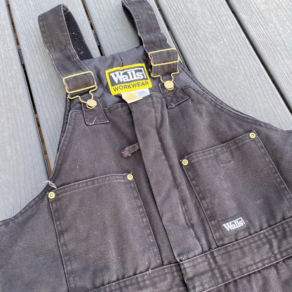 Walls Work Wear Overalls Men’s Large Short Black Insulated Canvas Bib - Picture 5 of 14